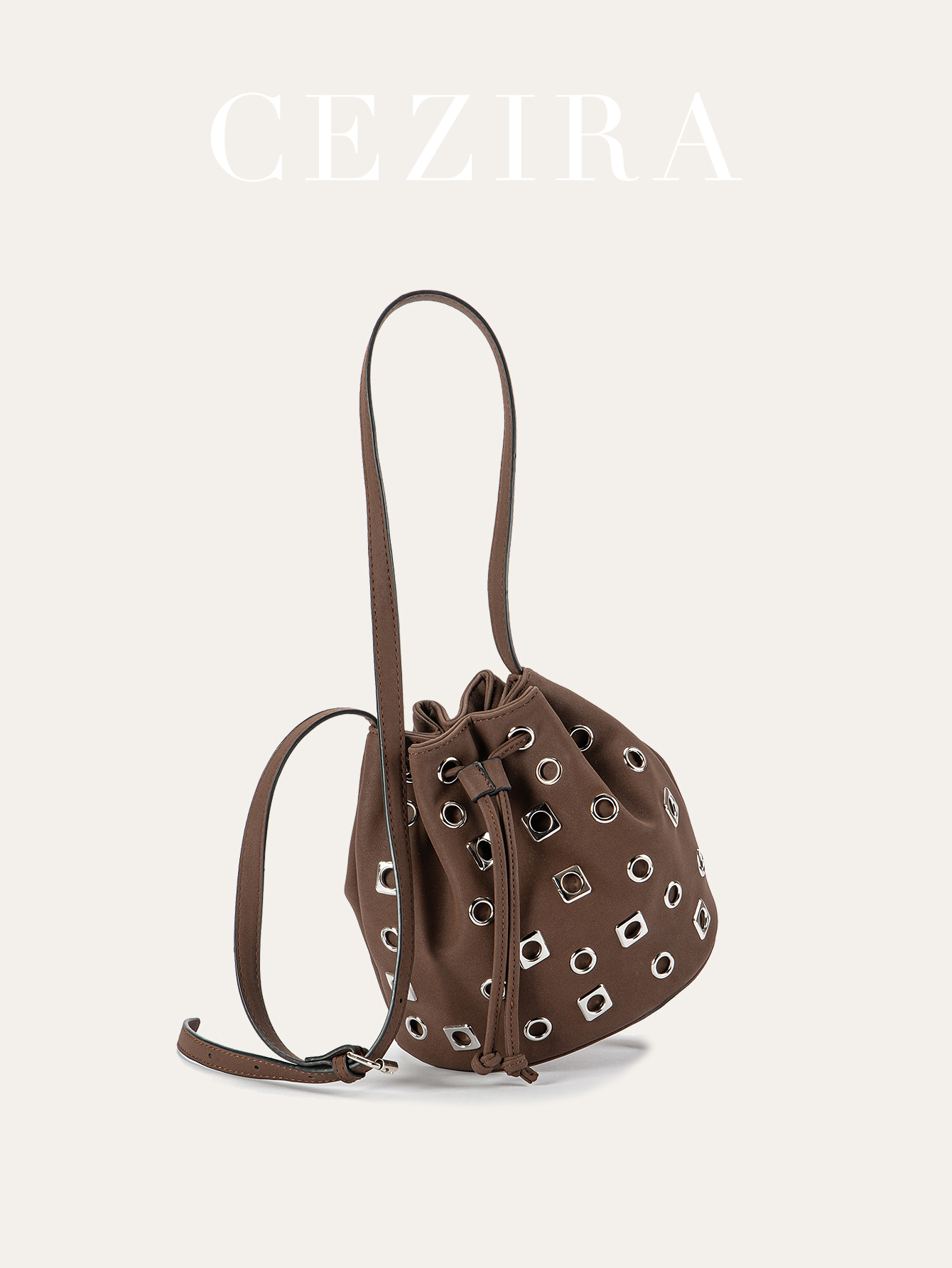 Luxury Bags Vegan - CR Kadın Lüks Punk Oyuklu Kova