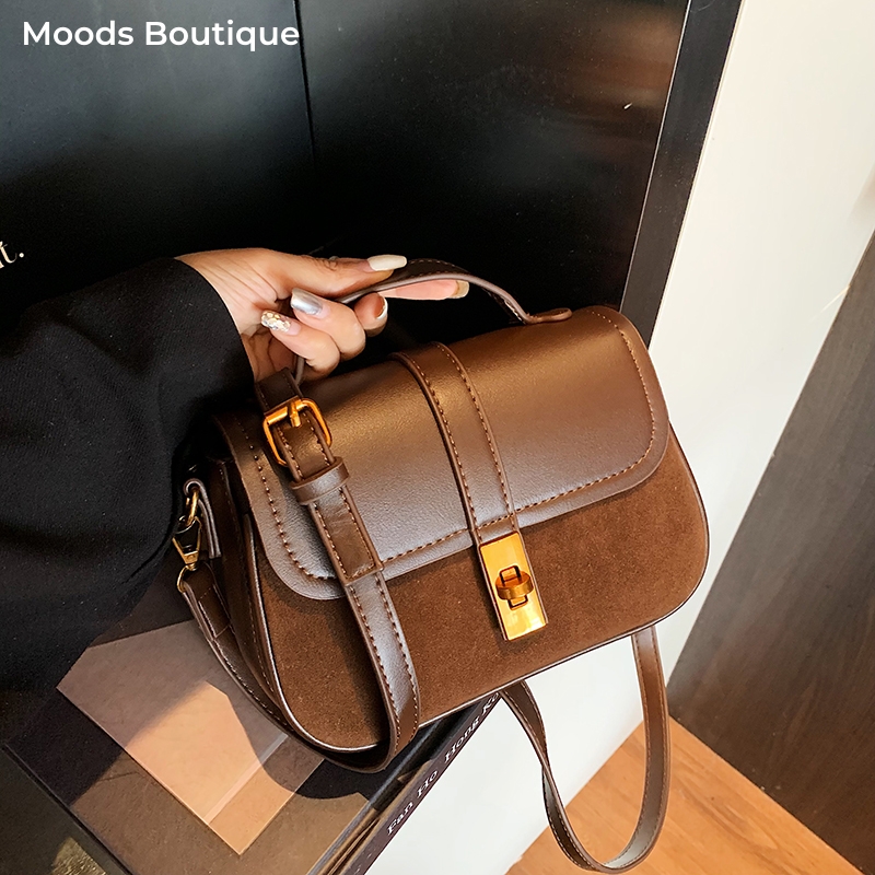 Luxury Bags Sales - Markalı Mini Kare Kapaklı Çapraz Askılı